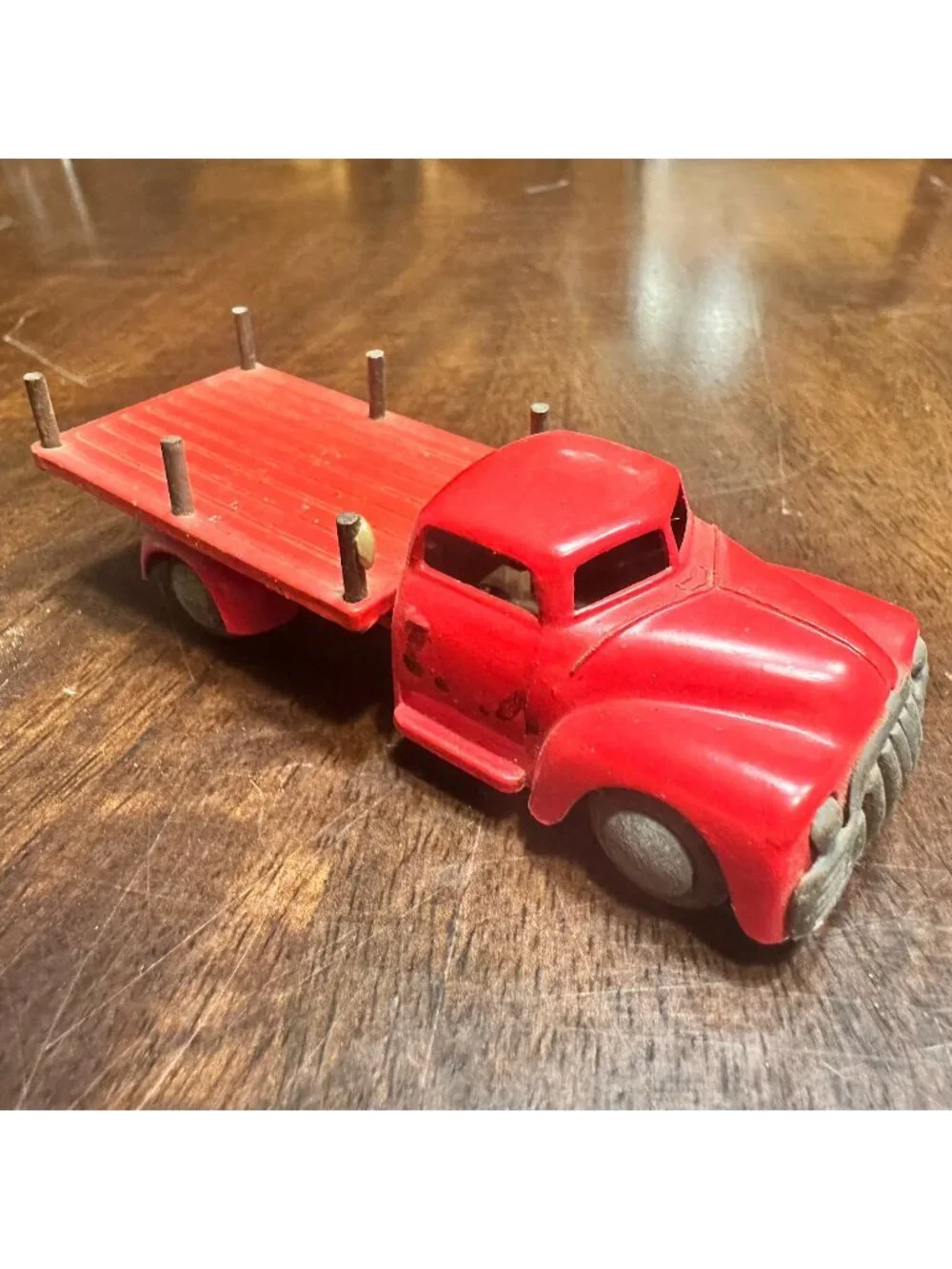 Vintage Red Tekno Stake Truck Metal Die Cast Toy